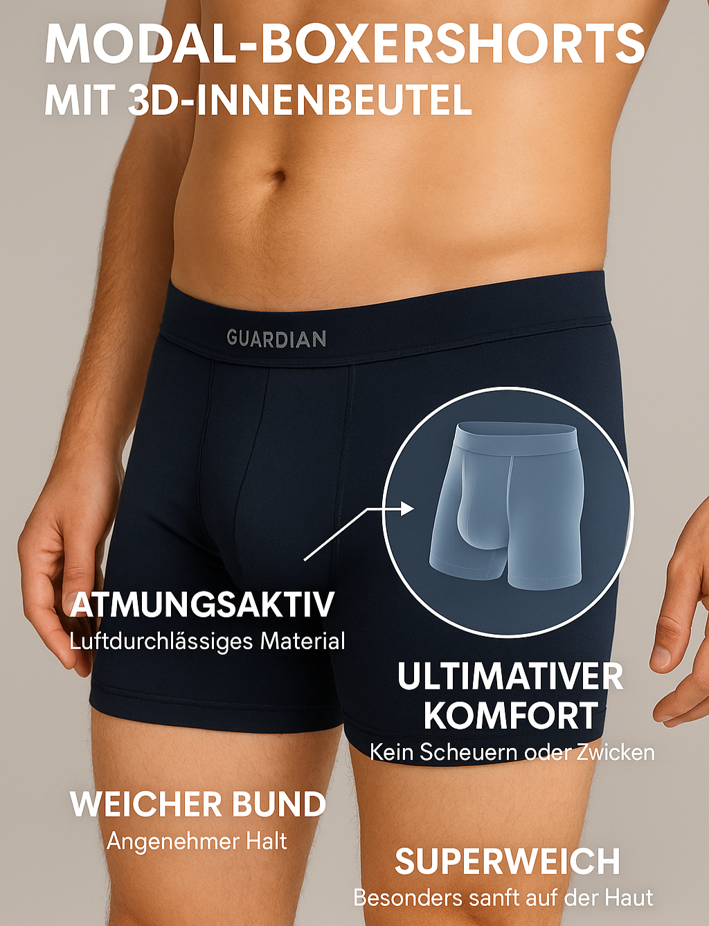 GUARDIAN Die 3D-Innenbeutel Boxershorts aus Modalfasern